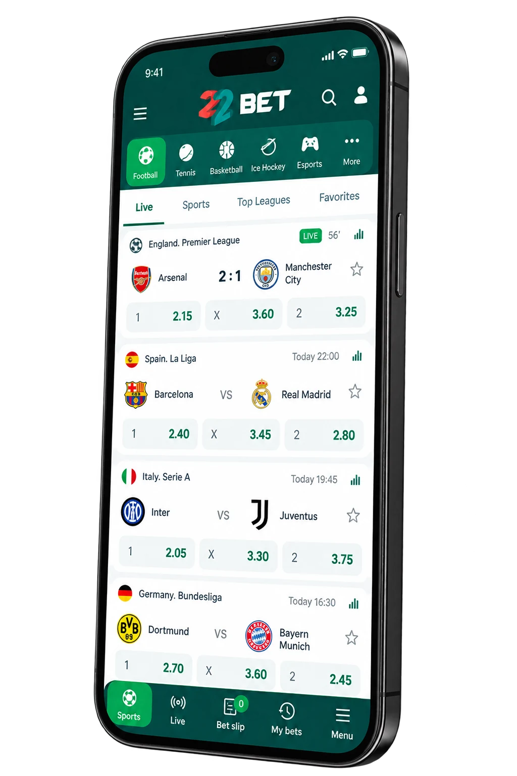 Illustration der mobilen 22bet App